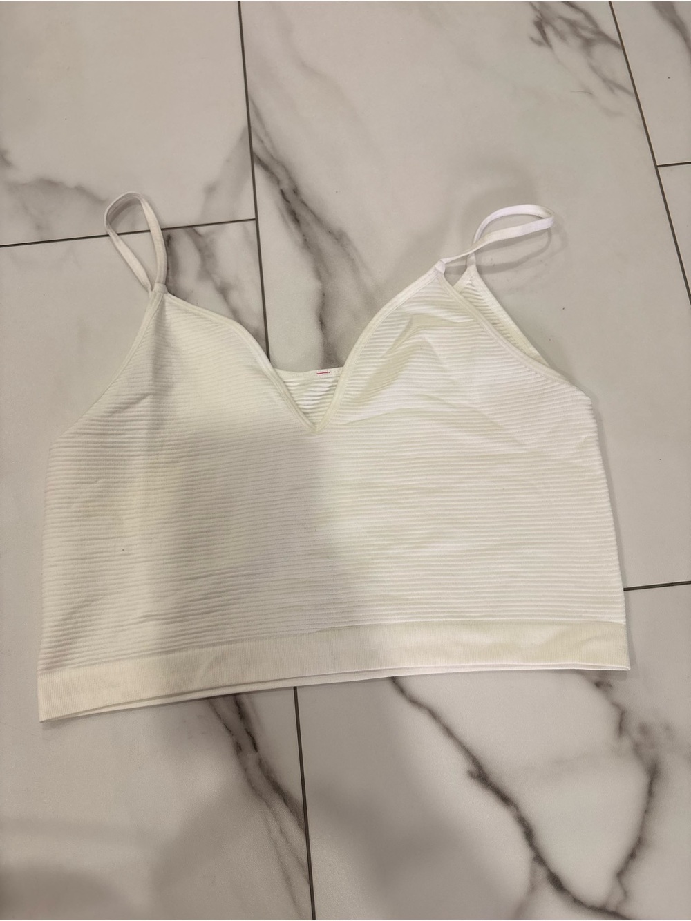 No Boundaries White Ribbed V-Neck Tank Top